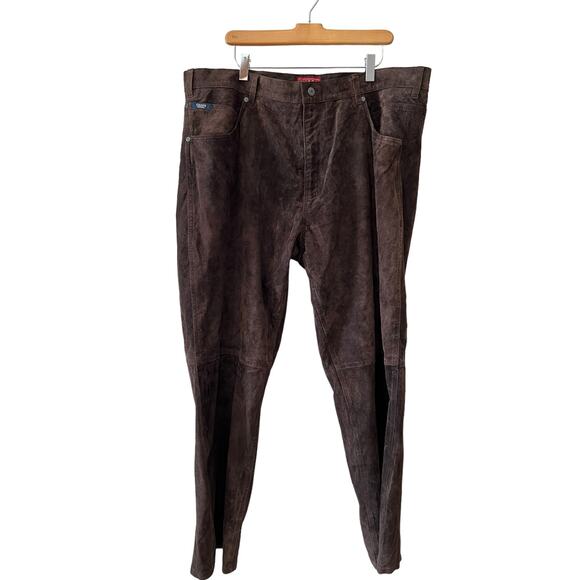 VIntage Chaps Denim Suede Straight Leg Pants Chocolate Brown - Picture 1 of 7